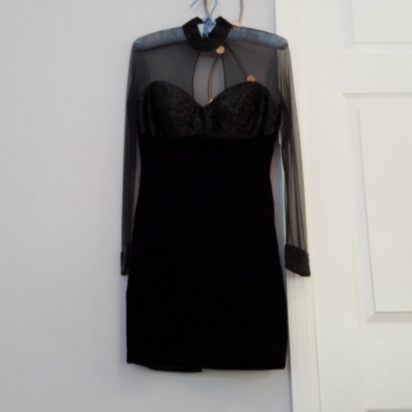 Vintage 1980s 1990s Stephen Yearick Lillie Rubin Sweetheart Sequined Mesh Dress - Picture 8 of 8